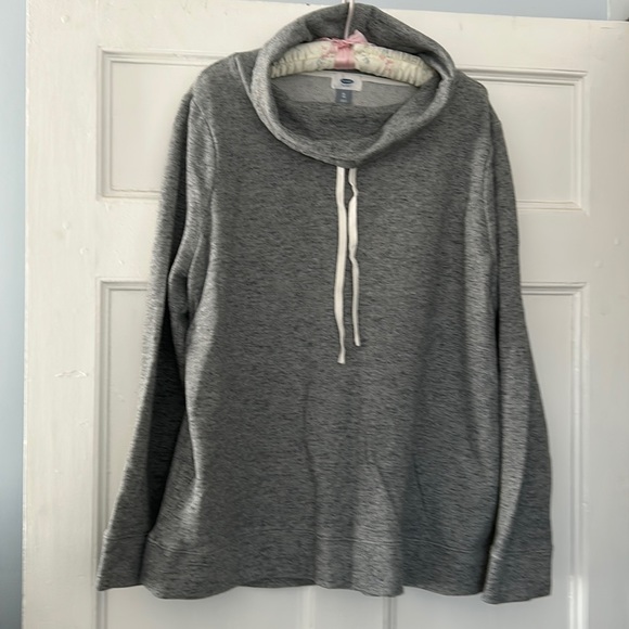 Old navy tunic sweatshirt for women, gray, XL. Roll neck with string. - Picture 1 of 7